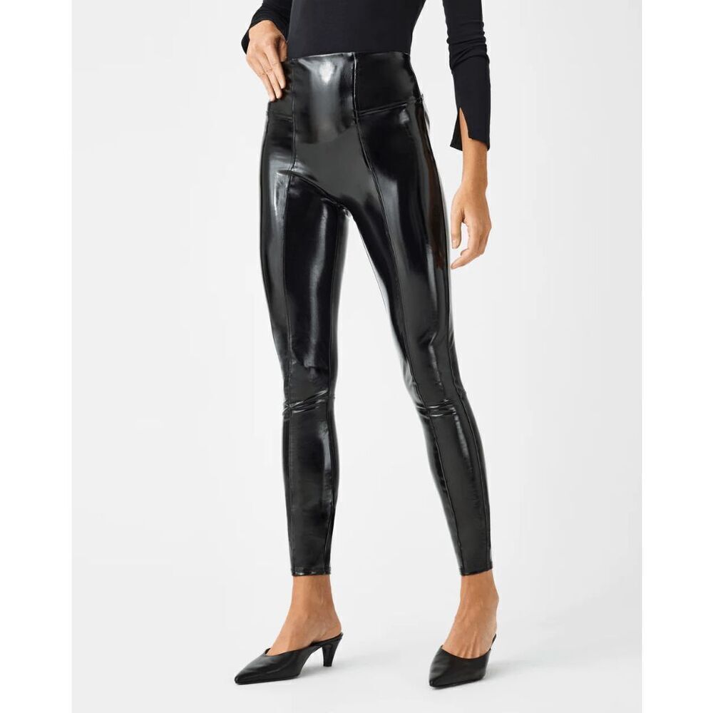Spanx Women's Faux Patent Leather Leggings Small Black